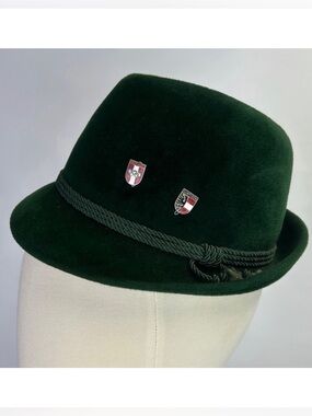Fritz Gunzrodt Original Robinsport Green Alpine Felt Hat & 3 Vintage Hat Pins